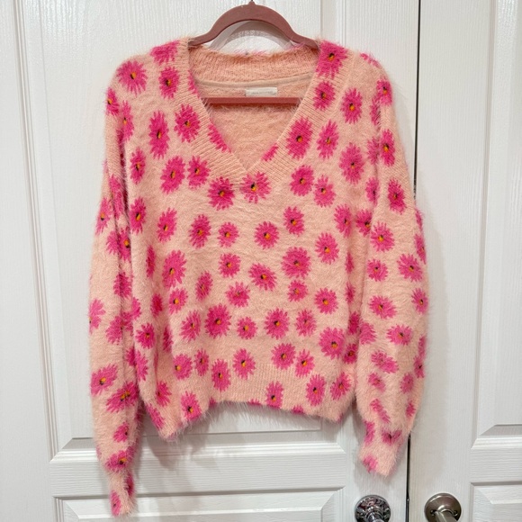 Urban Outfitters Pink Floral Knit Pullover Sweater - Picture 2 of 12